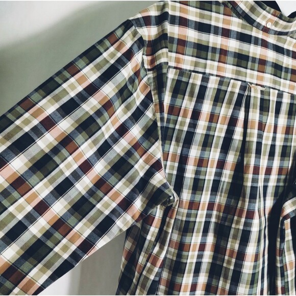 Shirt Men's XXL Button Down Collar Button Up Easy Care Plaid Green Preppy School - Picture 10 of 12